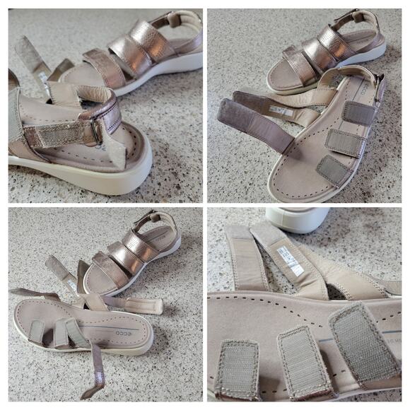 ECCO Soft 5 3-Strap 100% Leather Rose Gold Lightweight Womens Comfort Sandals✨️9 - Picture 8 of 12